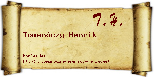 Tomanóczy Henrik névjegykártya